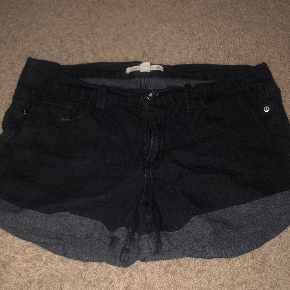 Dark wash denim shorts